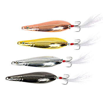 Metal Spoon Lure with Blood Groove Feather Treble Hook, Freshwater Artificial Bait for Minnow, Bass and Topmouth Culter – Metal Jig – view 1