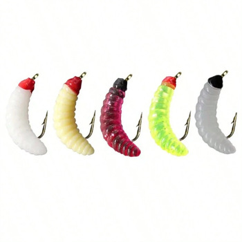 Custom PVC Luya Bait Set with Noodle Worm Soft Bait Bionic Hook Maggot for Grass Carp Fishing – Soft Lure – view 1