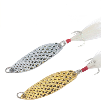 Leech Metal Spoon Lure with Reinforced Feather Treble Hook, Freshwater Artificial Bait for Mandarin Fish & Topmouth Culter – Metal Jig – view 1