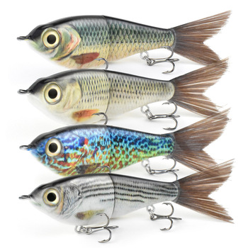 Mini Small Furry Tail Trout Lure, 120mm 2-Jointed Multi Section Bait with Metal Chain, ABS Plastic Saltwater Fishing Lure – Metal Jig – view 1