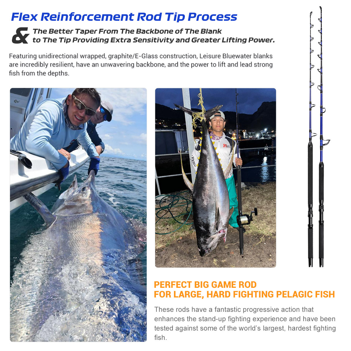 Carbon Deep Sea Trolling Fishing Rod with Hard Action Rotating Guides Single Section – Fishing Rod – view 5