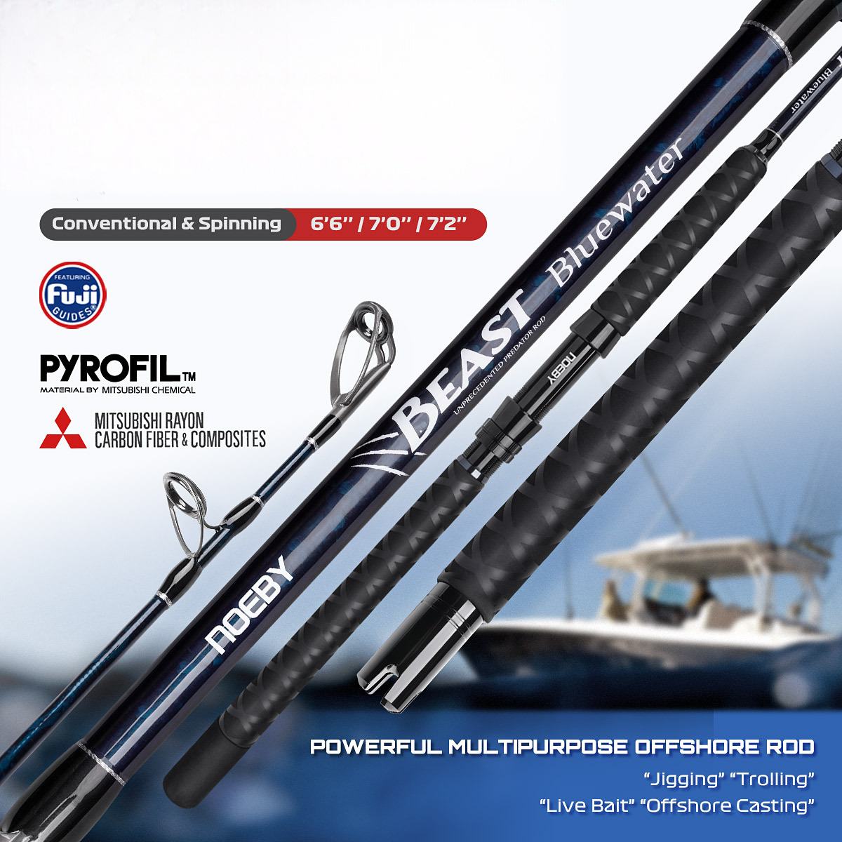 For BEAST Series BlueWater Carbon Hard Action Trolling Bottom Fishing Release Throwing Integrated Deep Sea Fishing Rod – Fishing Rod – view 4