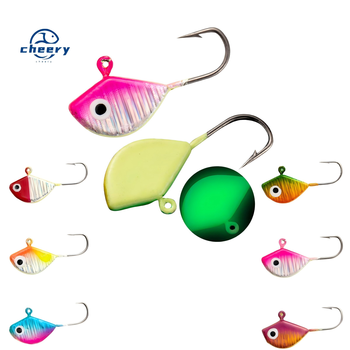 CHEERY Mini Teardrop Glow in Dark Micro Jig Head with 3D Eyes, Winter Ice Fishing Hook & Lure Tackle – Metal Jig – view 1
