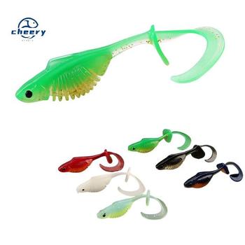 CHEERY Printed PVC Floating Twisting Lure Baits Curly T-Tail Bass Mandarin Fish Zander Lake Stream River Micro Jig Heads – Metal Jig – view 1