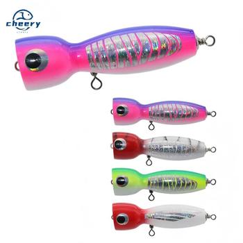 CHEERY 17cm 80g High Quality OEM 4 Colors Artificial Wood Popper Topwater Lure for Bass & Saltwater Fish Lake Fishing – Popper – view 1