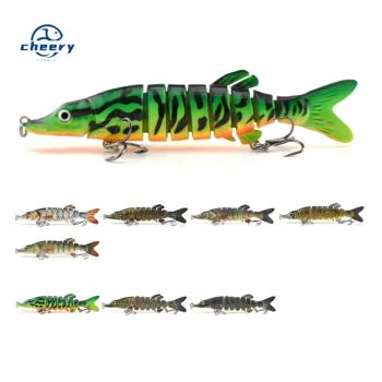 CHEERY Eight Section Pike Barracuda 130mm Long-Cast Sinking Bait Lure ABS Bass Fishing Gear Hard Printed with Hooks Freshwater – Hard Lure – view 1