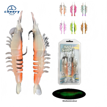 10.5g 14g 18.5g Lifelike Shrimp Baits Midwater Lure for Saltwater Fish & Sea Bass Realistic Jigs with Luminous Features – Metal Jig – view 1
