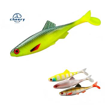 CHEERY Stainless Steel Printed T-tail Artificial Soft Bait 15cm/20cm Fish-Shaped Sea Fishing Hooks for Bass Float Bottom Fishing – Soft Lure – view 1