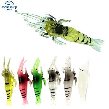 CHEERY 10pcs/bag T-BAIT SS-2 High Quality Luminous Soft Shrimp Artificial Bait Lures for Pike Bottom Fishing with Hooks – Soft Lure – view 1