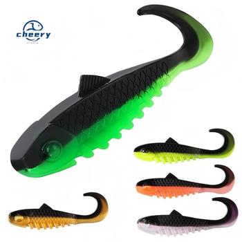 CHEERY 5.5cm 2g Drop Shot Floating Ribbed Paddle Tail Soft Plastic Lure PVC Artificial Bait for Bass Fishing – Soft Lure – view 1