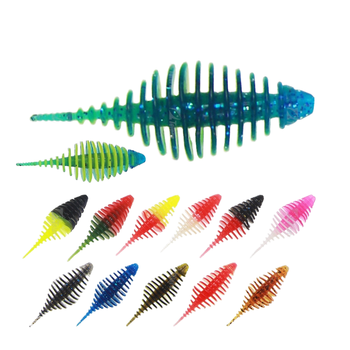 Threaded Grub Straight Tail Soft Lure, Rock Fishing Bait for Bass Mandarin Fish Texas Rig Jig Head Hook – Soft Lure – view 1