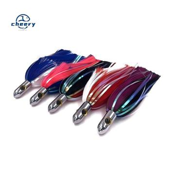 CHEERY 6.5inch Brass Bullet Head Triple Colors Metal Hair Skirt Island Lure Fishing Lure for Saltwater Fish 50g – Metal Jig – view 1