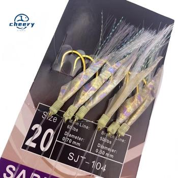 CHEERY Real Fish Skin Flasher String Hooks Sabiki Rig for Ocean Boat Fishing Luminous Soft Shrimp Eel & Octopus Hook – Soft Lure – view 1