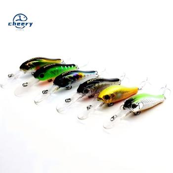 CHEERY Hard Bait Floating Fishing Minnow Midwater 55mm 2.5g Diving 1.2m Rattle Shad Bass Sea Bass Salmon Pike Lure with VMC Hook – Soft Lure – view 1