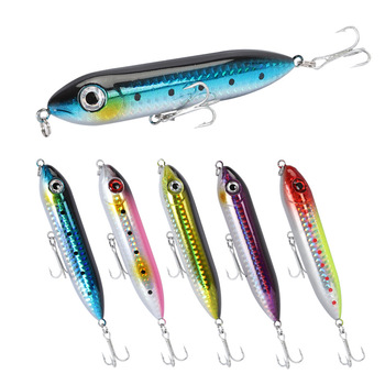 Floating Stainless Steel Artificial Hard Bait 96mm/12.2g Long-Cast Pencil Topwater Lure With Hooks for Snakehead Bass PE017 – Popper – view 1
