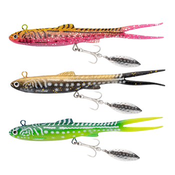 14cm 26g Lead Jig Soft Fish Lure with Spinner Blade & Treble Hook, Artificial Bait for Topmouth Culter Bass Channel Catfish – Soft Lure – view 1