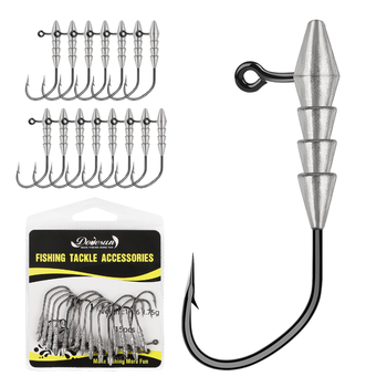 CHEERY 15pcs/bag Lead Jig Heads 1/0 Size Barbed Hooks for Catfish Bass Trout Saltwater & Freshwater Lure Fishing – Metal Jig – view 1