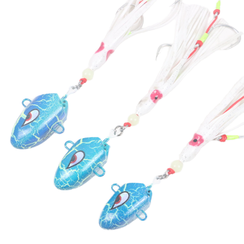 NEW 150g 200g 250g Luminous PVC Jig Squid Skirt Assist Hook Rig Jig Head Fishing Lure Jigging Rigs Ocean Boat Fishing Lake – Metal Jig – view 1