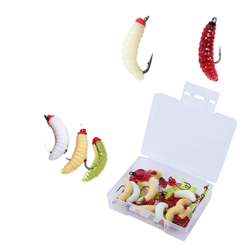Boxed Set 20mm 0.45g Dipped Head Wax Worm Bionic Maggot Soft Lures, Micro Fishing Tackle for Minnow Zacco Wholesale – Soft Lure – view 1