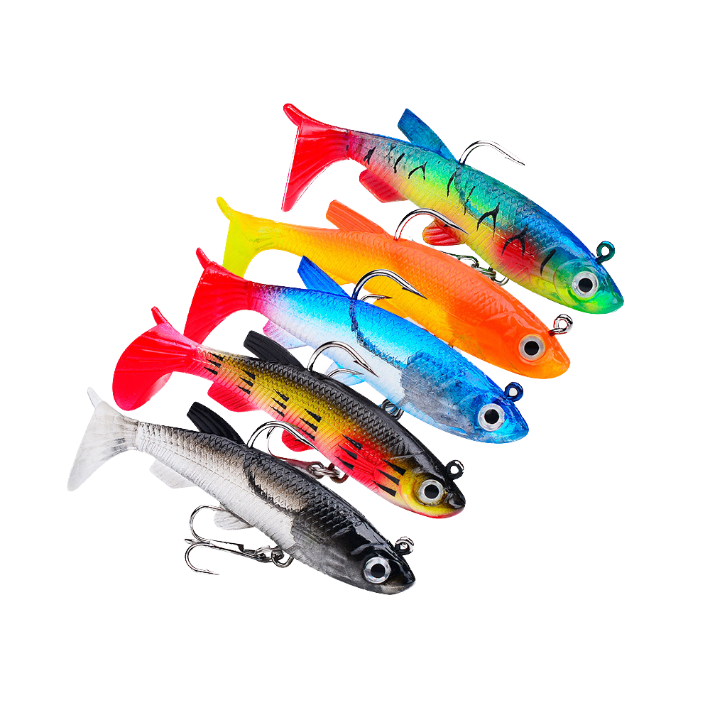 BST T-Tail Soft Bait Lead Plastic Freshwater & Saltwater Drop Fishing Lure Jig Head Hook Micro Species Long Casting Fork Tail – Soft Lure – view 1
