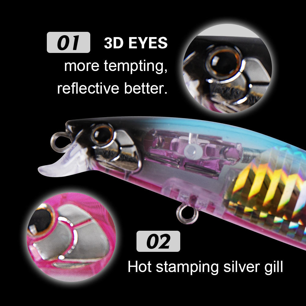 Premium Japanese ABS 99mm 14g Bass Long Casting Floating Minnow Lure UV Light Effect Saltwater Hard Bait – Hard Lure – view 2