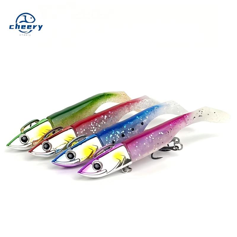 CHEERY Arrival Luminous Jig Head Soft T Tail Bass Fishing Lure 30g-43g Saltwater Jigging Rubber Artificial Lead Marlin Pike Carp – Soft Lure – view 1