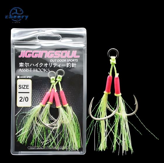 Cheery Double Assist Jigging Hook High Carbon Steel Luminous with Epoxy Super Strong for Sea & River Fishing – Fishhook – view 1
