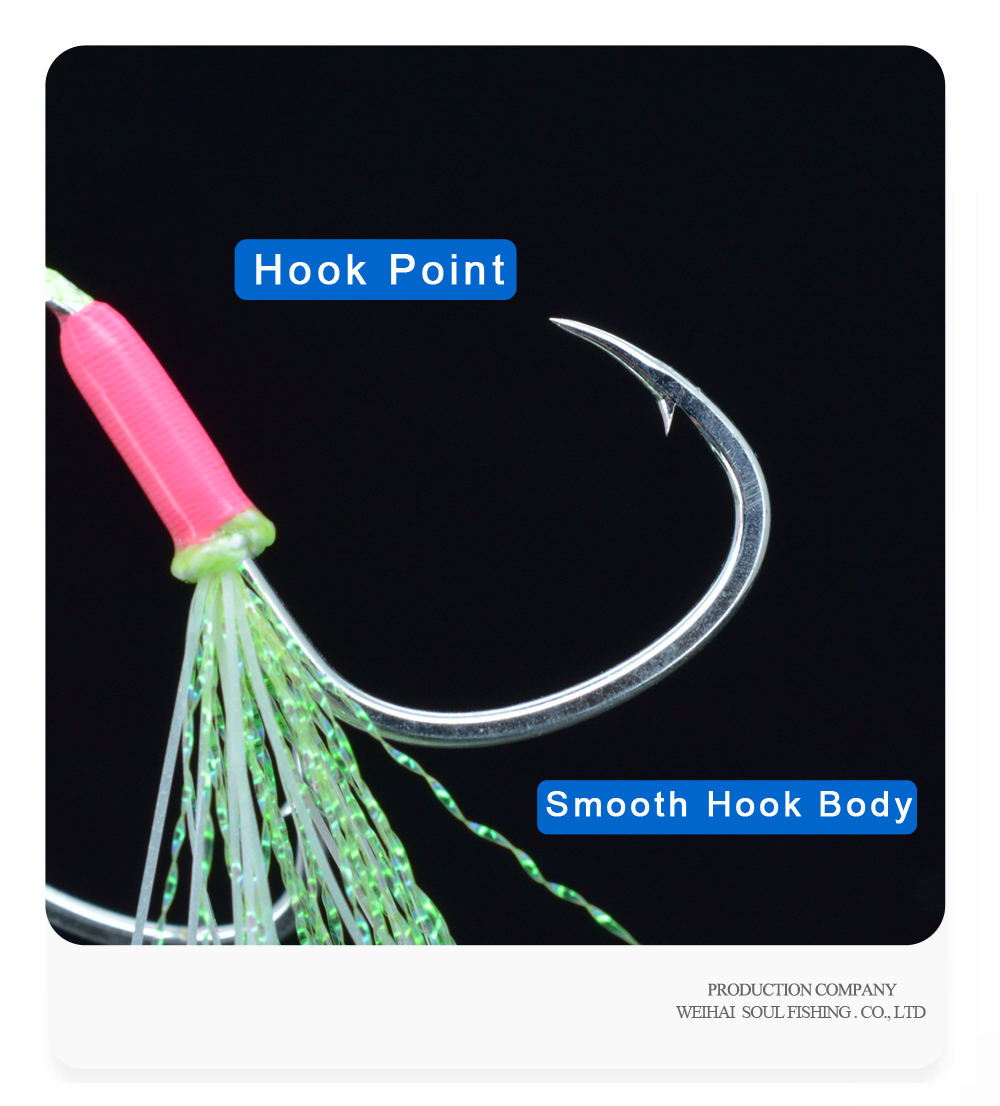 Cheery Double Assist Jigging Hook High Carbon Steel Luminous with Epoxy Super Strong for Sea & River Fishing – Fishhook – view 4