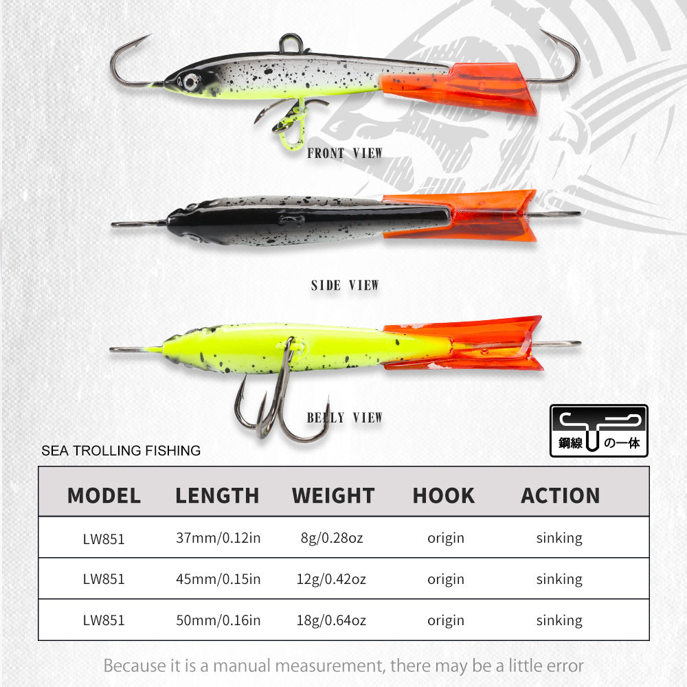 D1 Ice Fishing Balance Vibro-Lure 37/45/50mm Lateral Wobble Strong Fish-Attracting Sinking Artificial Hard Bait for Trout – Hard Lure – view 5