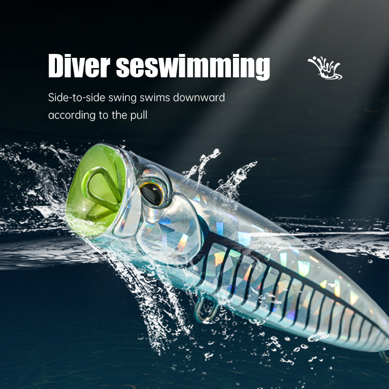 Cheery Swimbait Artificial Hard Bait Rotating Tail Popper Lure for Ocean Boat Fishing Printed ABS Material – Popper – view 3
