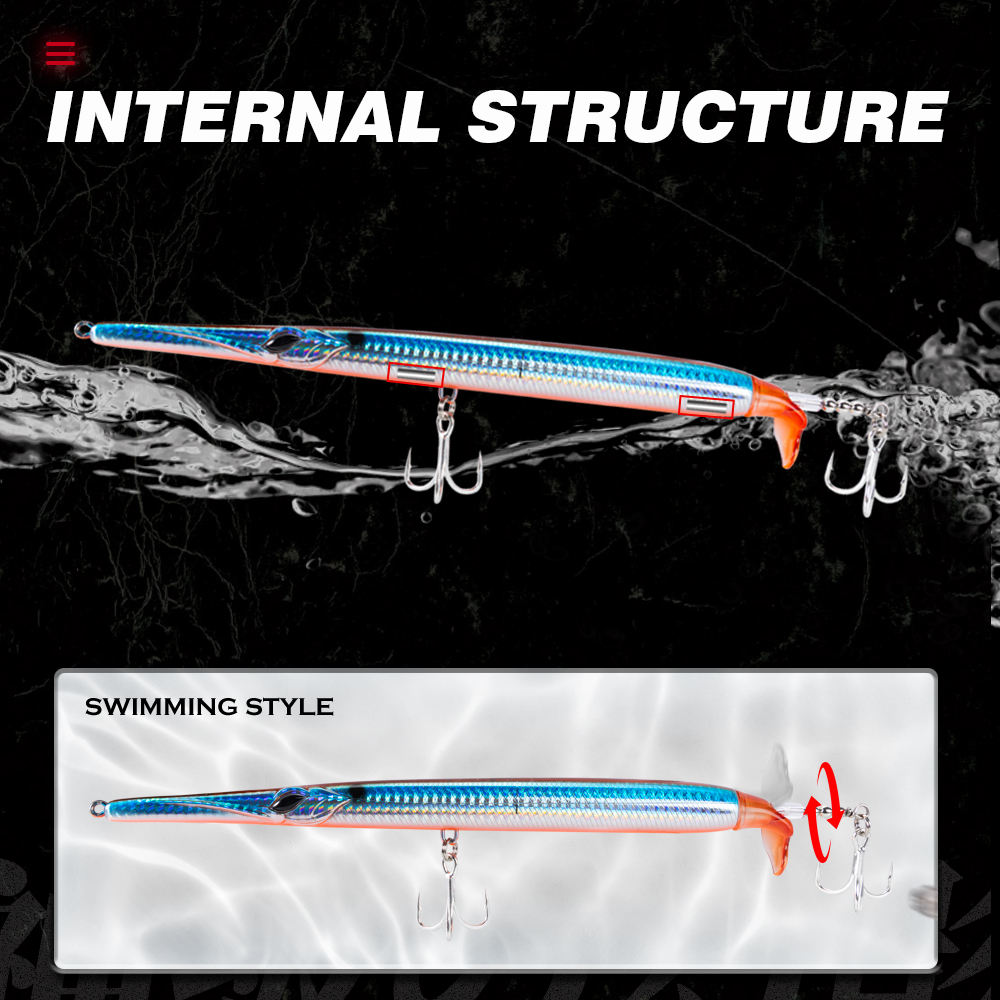 Extra-Long Surface Pencil Lure 225mm/40g Floating Intense Water Disturbance Attract Sea Bass Artificial Hard Bait Saltwater Fish – Hard Lure – view 4