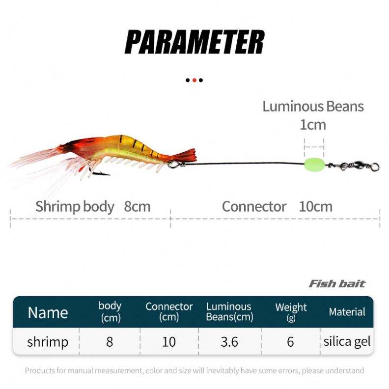 Cheery Bait Winter Fishing Set Luminous Shrimp Sabiki Midwater Baits Built-In Hooks Silicone Soft Plastic Bait for Trout Baiting – Soft Lure – view 4