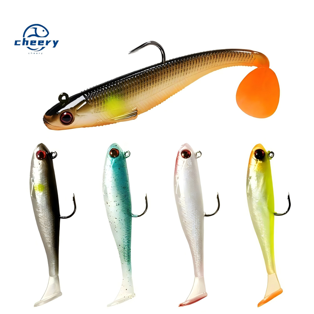 Cheery New Arrival Printed 90mm 12g T-Tail Soft PVC Swimming Bait with Hook for Trout Float Fishing – Worms & Grubs – view 1