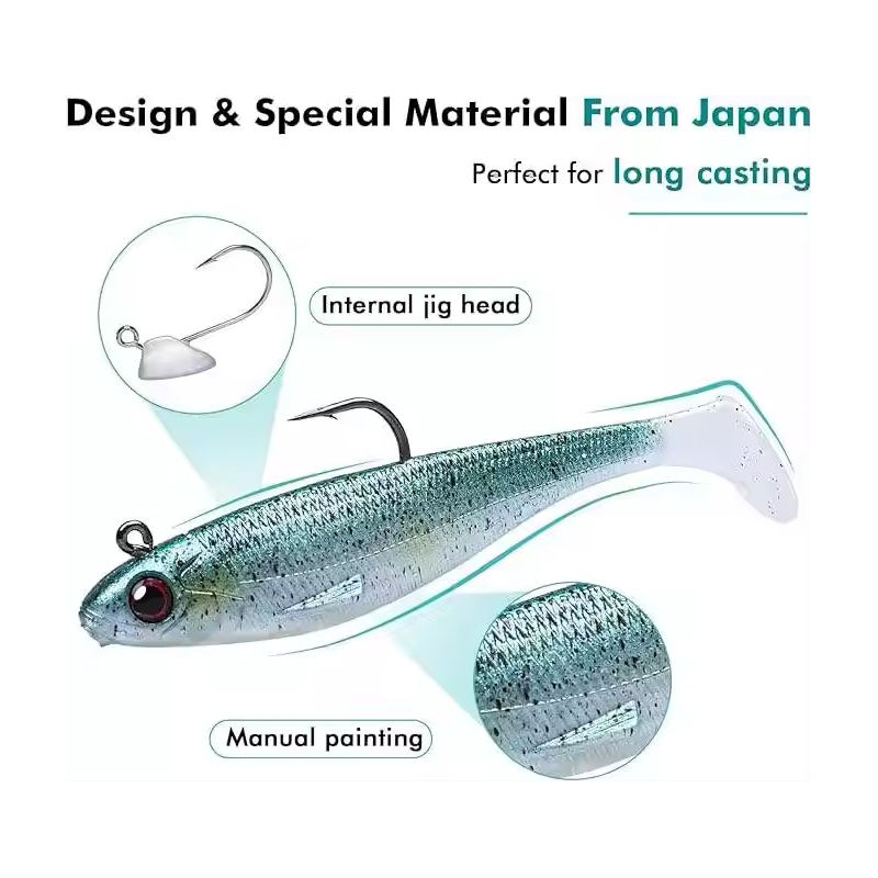 Cheery New Arrival Printed 90mm 12g T-Tail Soft PVC Swimming Bait with Hook for Trout Float Fishing – Worms & Grubs – view 5