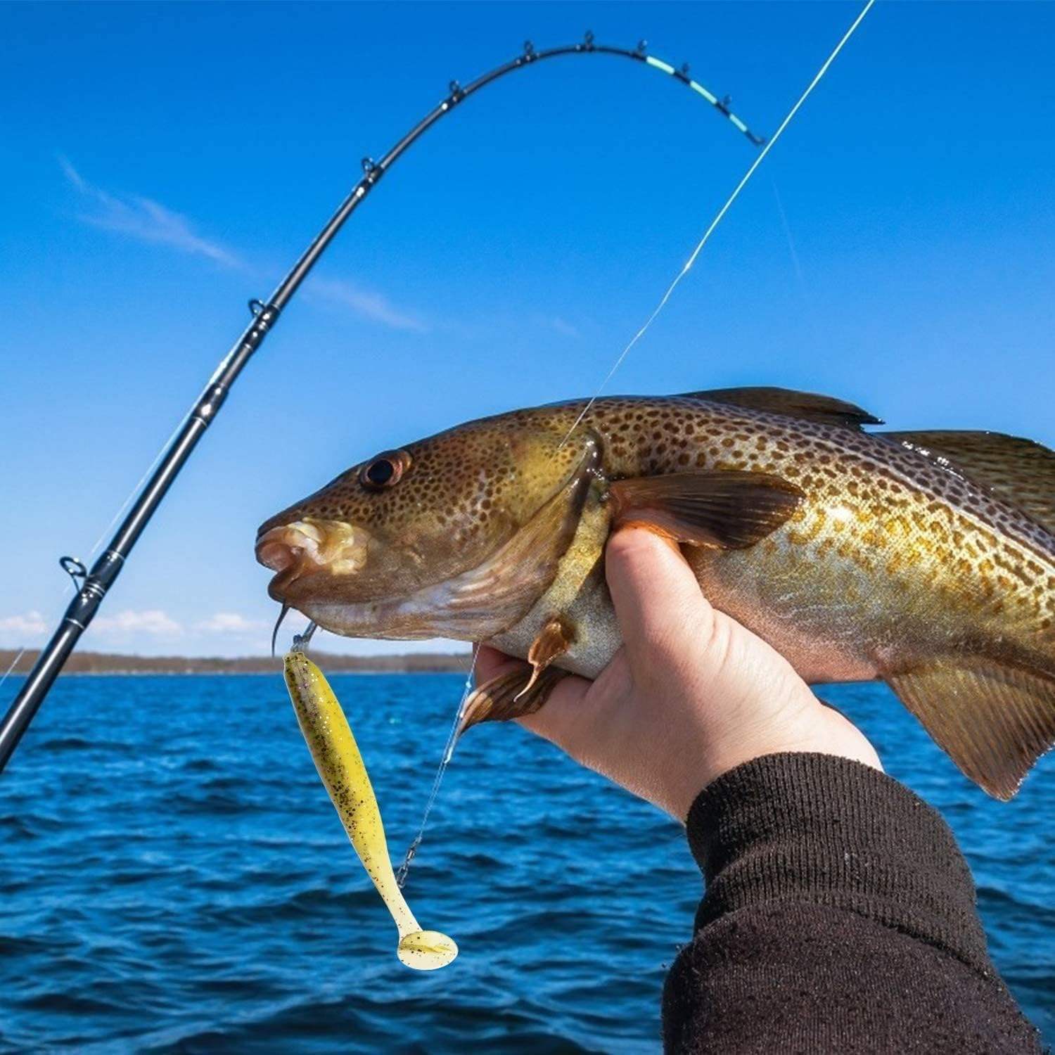 CHEERY Silicone Soft Paddle T-Tail Bass Fishing Lures 6cm/7cm Midwater Baits Without Hooks with Free Portable Box – Worms & Grubs – view 4