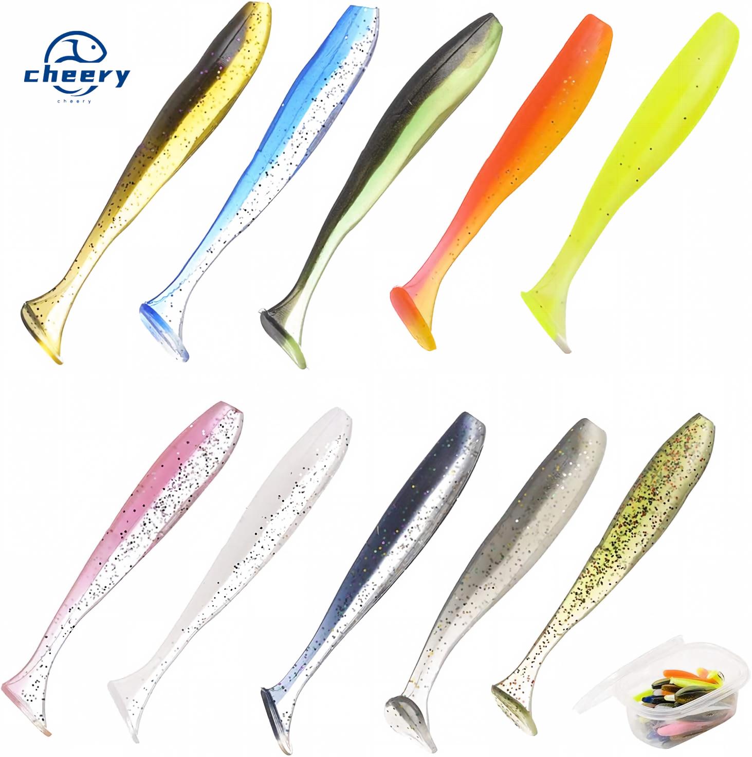 CHEERY Silicone Soft Paddle T-Tail Bass Fishing Lures 6cm/7cm Midwater Baits Without Hooks with Free Portable Box – Worms & Grubs – view 1