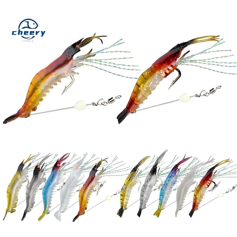 CHEERY High Simulation Carp Fishing PVC Artificial Soft Bait Shrimp Lure with Hooks for Bottom Fishing – Worms & Grubs – view 1