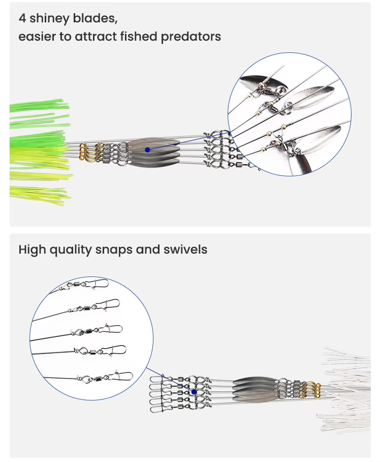 Cheery Jig Heads Fishing Ultralight Tripod Bass Lures Bait Kit Willow Blade 5 Arms Alabama Umbrella Rig for Sea Bass & Salmon – Metal Lure – view 5