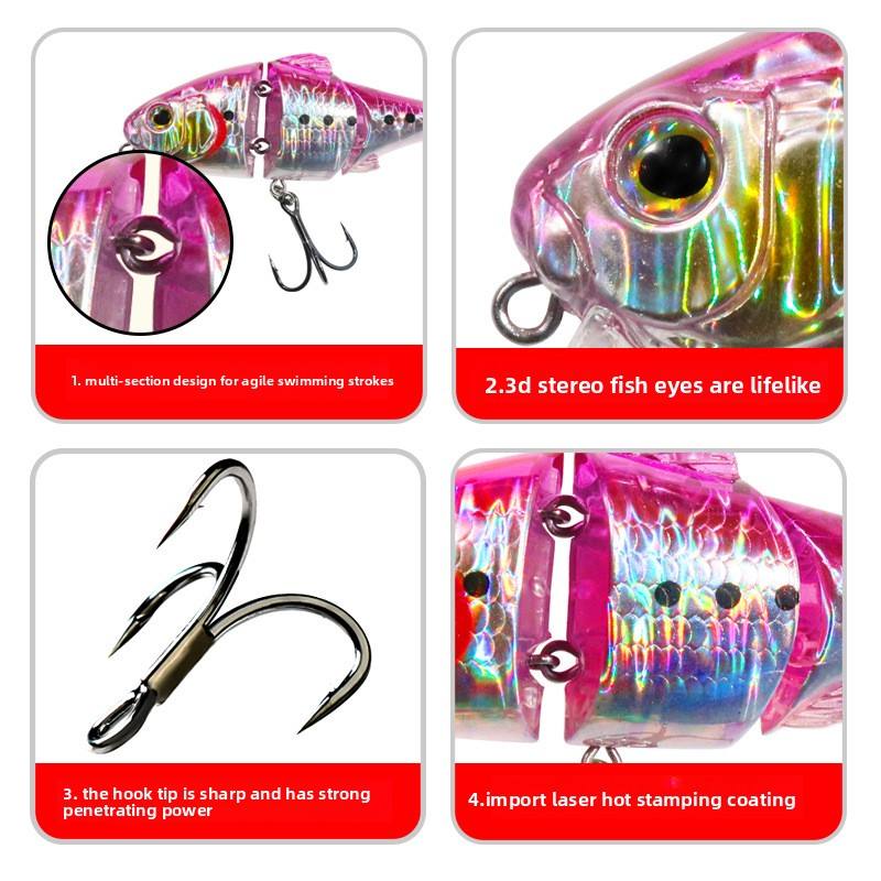 Cheery Slow Floating Multi-section Fish Artificial Hard Bait Stainless Steel 93g Black Pit Bass Fresh Water – Minnow – view 3