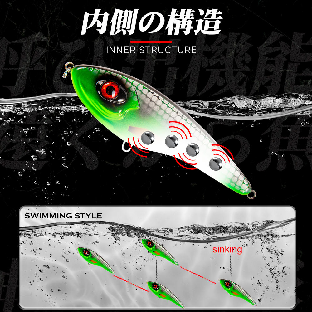 Live Bait Jerkbait Hard Baits Noise Pike Lifelike Colors Slow-Sinking Twitch-and-Pause Action VMC Hooks – Fishing Lure – view 4