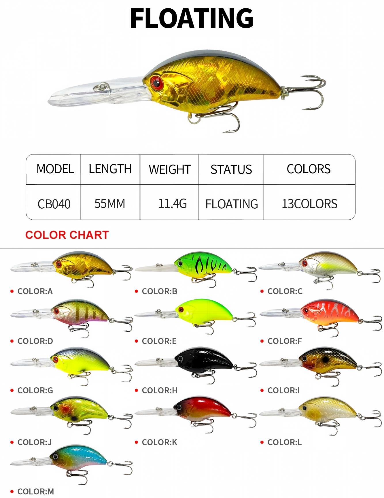 Cheery 11.4G 55mm Hard Bait Crank Bait Top Water Artificial Salt Water Bass Made Silicone Minnow Lure Fly Fishing Lure Fishing – Crankbait – view 5