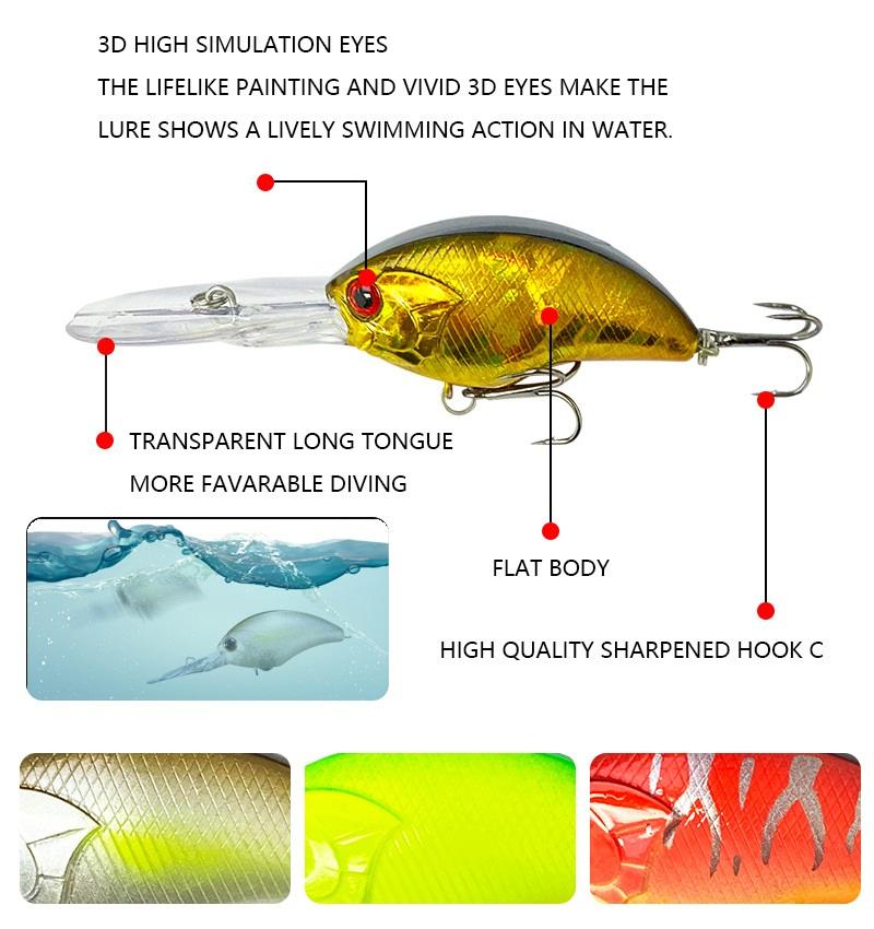 Cheery 11.4G 55mm Hard Bait Crank Bait Top Water Artificial Salt Water Bass Made Silicone Minnow Lure Fly Fishing Lure Fishing – Crankbait – view 3