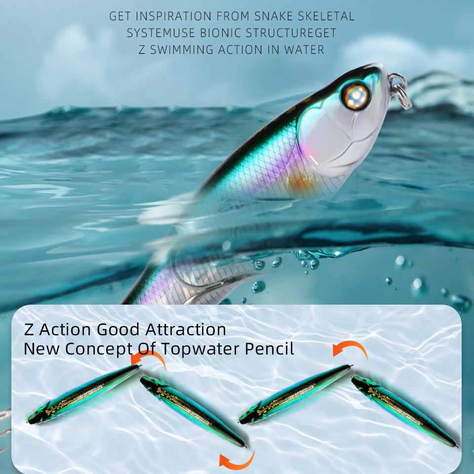 Cheery Artificial Hard Bait Pencil Fishing Lure 87mm/100mm Floating Micro Lure Reinforced Treble Hooks for Topmouth Culter Pike – Pencil – view 3