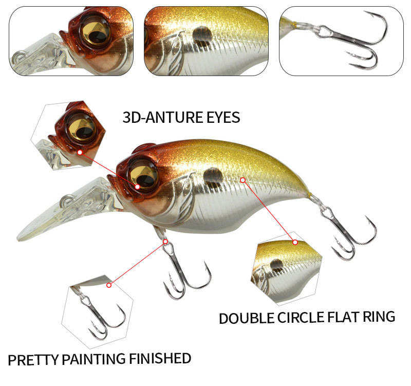 Cheery 42mm/6g ABS Artificial Hard Bait Crankbait Fishing Lure for Pike and Perch in Freshwater Streams – Crankbait – view 2
