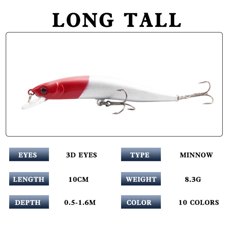 Cheery Fishing Lure 8.3g/100mm Topwater Minnow Live & Artificial Hard Bait for Lake Stream River Ocean Outdoor Fishing – Minnow – view 3