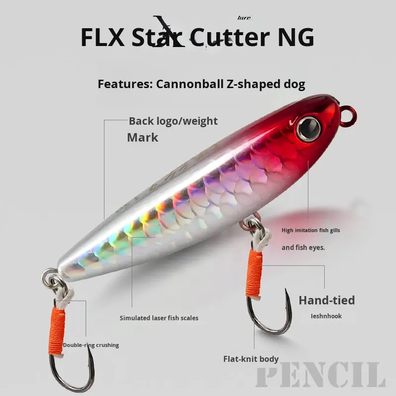 CHEERY-007-HH Lure Bionic Bait Metal Live Bait Lure for Bass Saltwater Fish & More with Hooks-Fly Fishing Use – Pencil – view 2