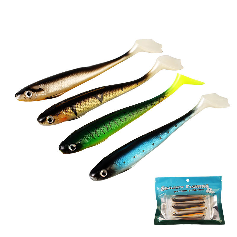 Cheery 9cm 6g Silicone Paddle Tail Soft Plastic Fishing Shad Lure 7pcs/Bag for Ocean Boat River & Lake Fishing – Worms & Grubs – view 5