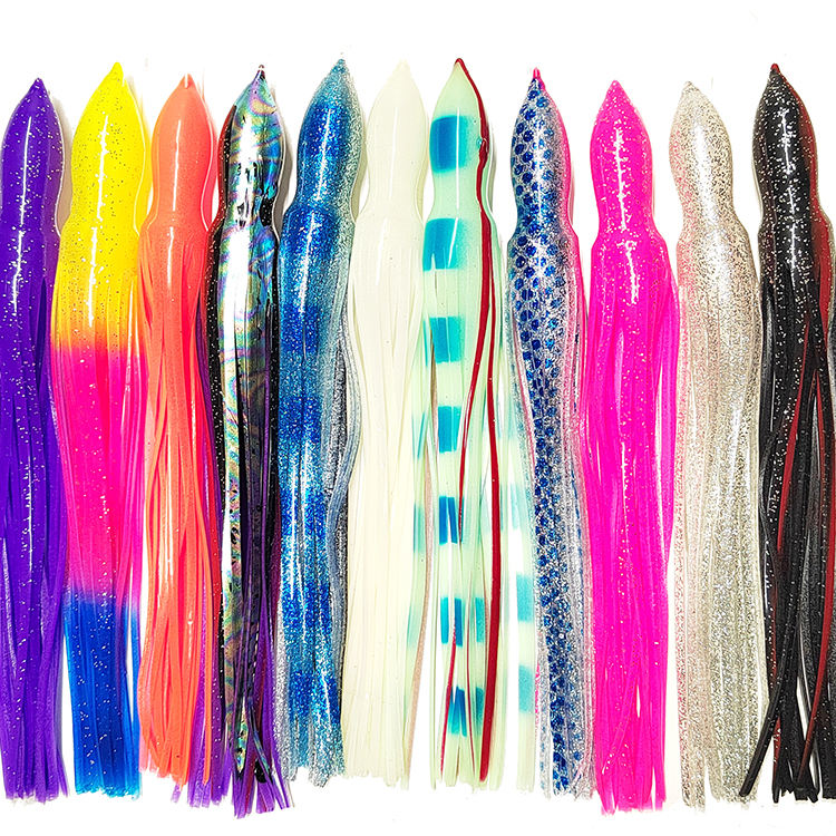 CHEERY Artificial Soft Bait Trolling Fishing Lure with Octopus Skirts and Luminous Squids PVC Bait Marlin&Pike-Midwater/Topwater – Octopus Skirt – view 5