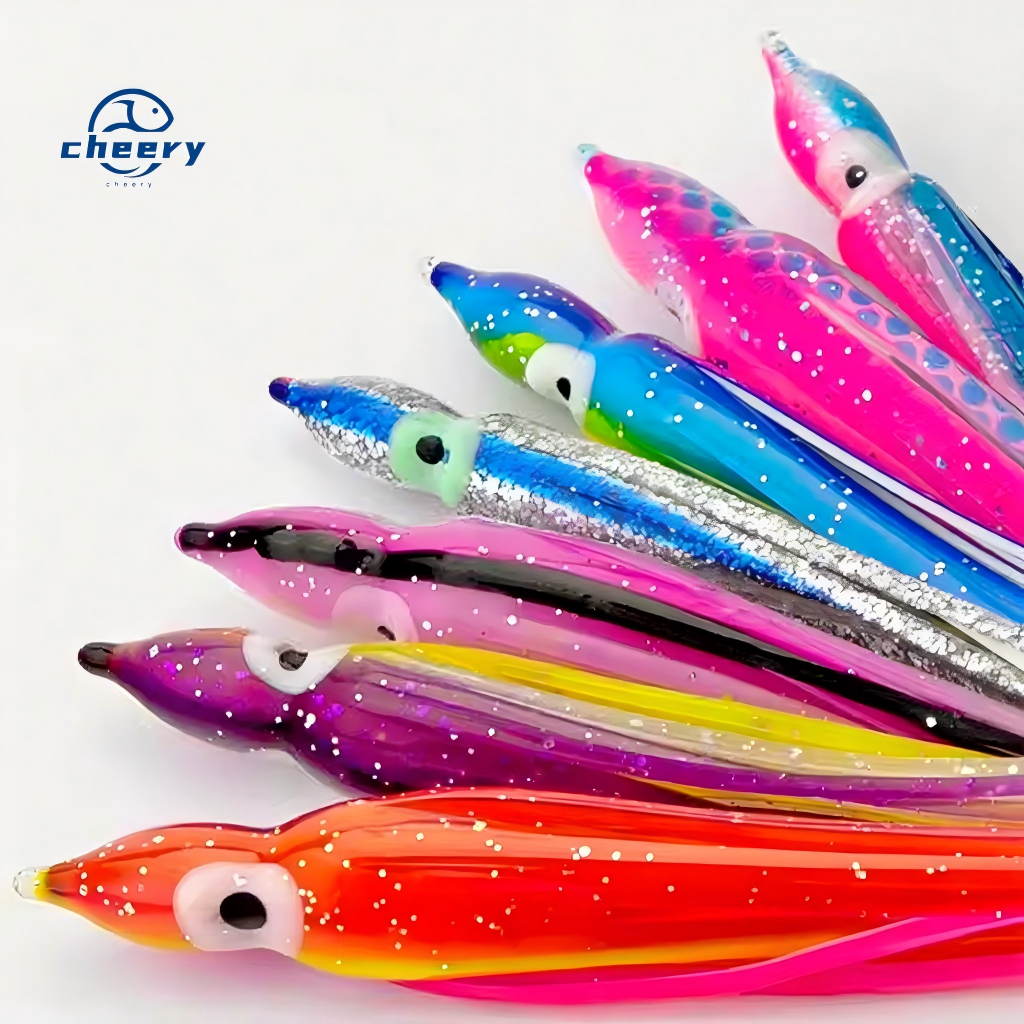 CHEERY Artificial Soft Bait Trolling Fishing Lure with Octopus Skirts and Luminous Squids PVC Bait Marlin&Pike-Midwater/Topwater – Octopus Skirt – view 1
