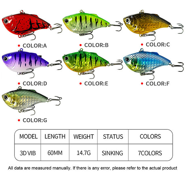 Cheery 60mm 14.7g Midwater Vib Fishing Lure Rattle Vibration Artificial Hard Bait Noisy Wobblers Pike Bass Zander Sea Bass – VIB – view 3